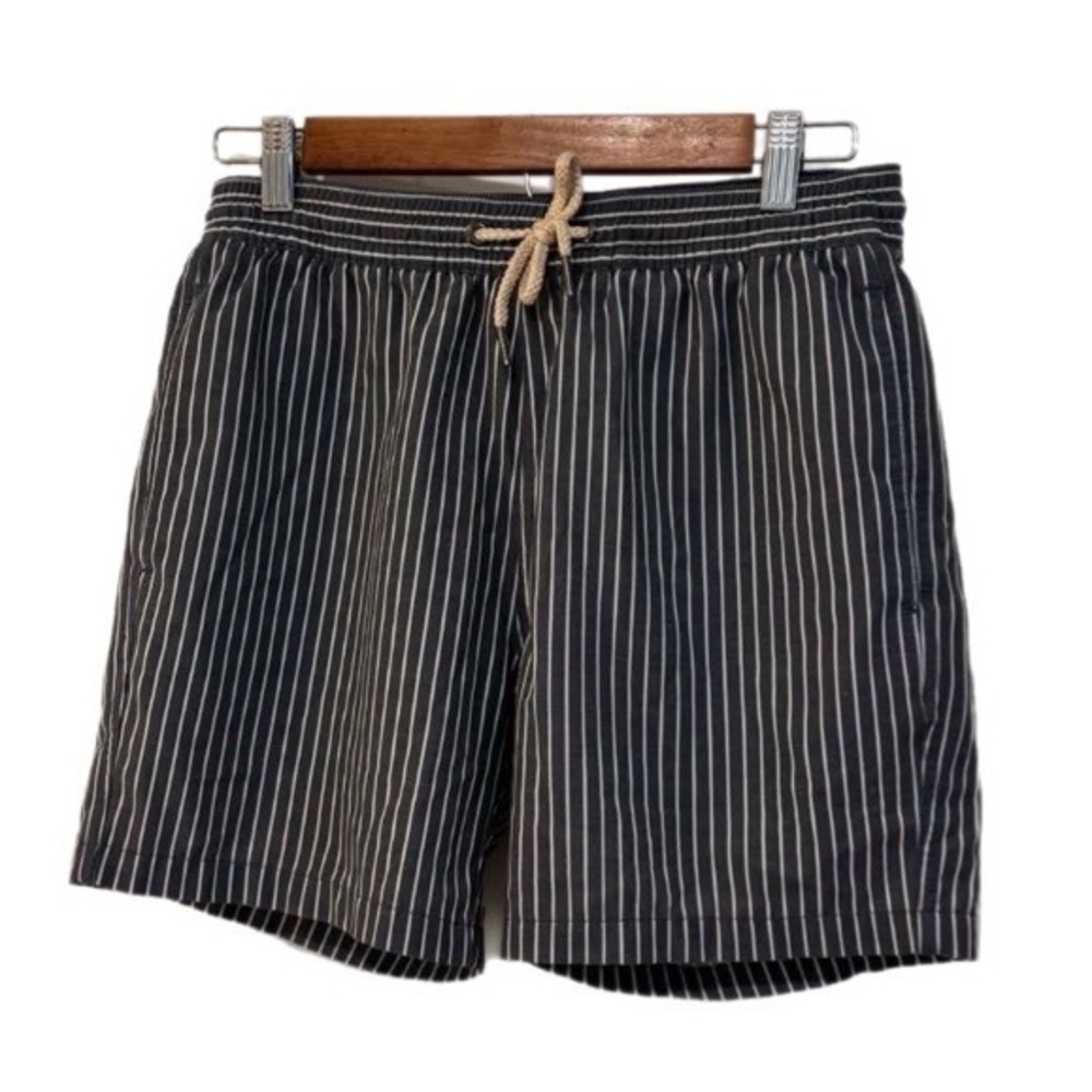 Fair Harbor Swim Shorts Mens L Navy Blue Excellent Striped Recycled Trunks